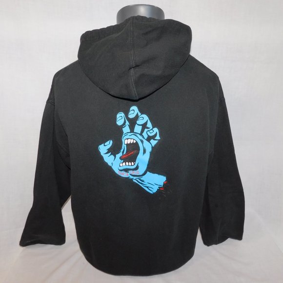 Santa Cruz Blue Screaming Hand Black Skateboard Hoodie Mens XL - Picture 6 of 7
